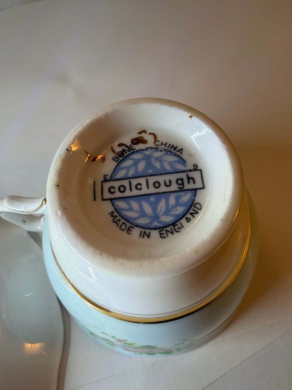 Colclough Bone China Teacup and Saucer Set Pattern 6703 Blue Floral - Picture 4 of 7
